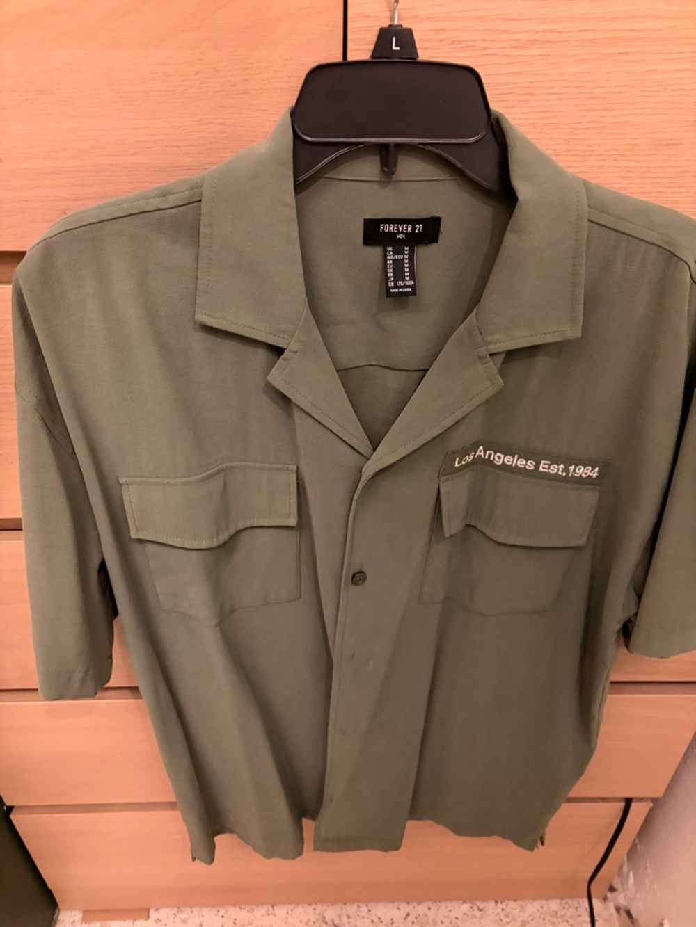 Forever 21 Olive Utility Button-Up Shirt